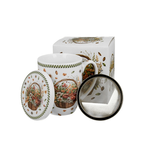 Kubek z zaparzaczem 350ml KOSZ KWIATÓW w pudełku