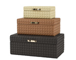 Szkatułka/Kuferek rattan czarny złota kokarda 25x15x10cm