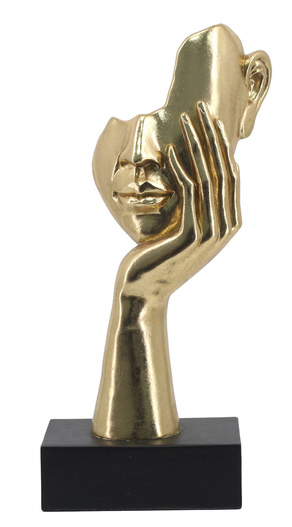 Figurka Maska złota na czarnej podstawie 43,5x22cm