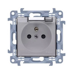 Gniazdo pojedyncze z uziemieniem i klapką białe Simon 10