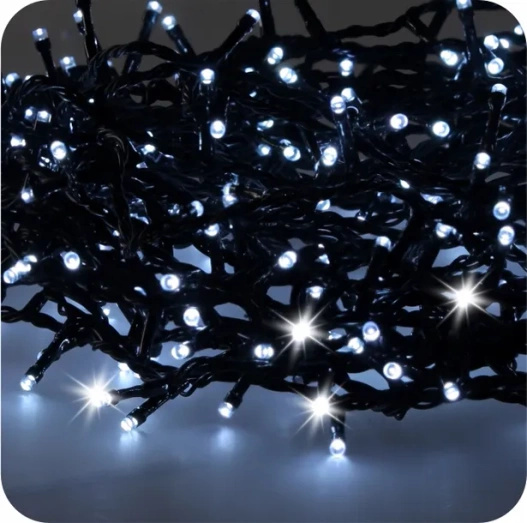 Lampki zewnętrzne/wewnętrzne 500 Led zimny biały zimny flash 25m+3m zasilacz