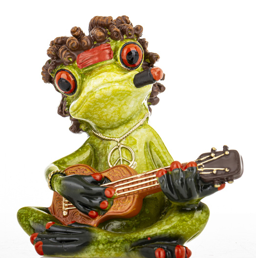 Figurka Żaba siedząca z gitarą i fajką 9,5cm