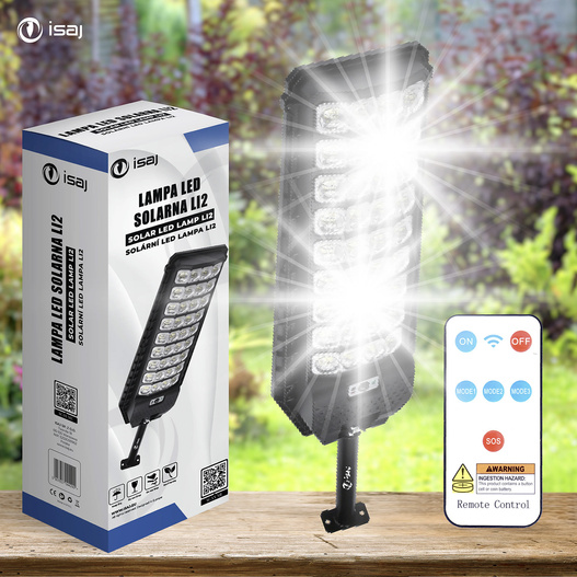 Lampa solarna led uliczna z czujnikiem ruchu i zmierzchu + pilot ISAJ LI2