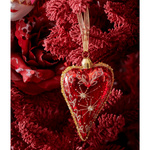 Bombka szklana 1sztuka Serce czerwone/fioletowe z diamentami 10cm