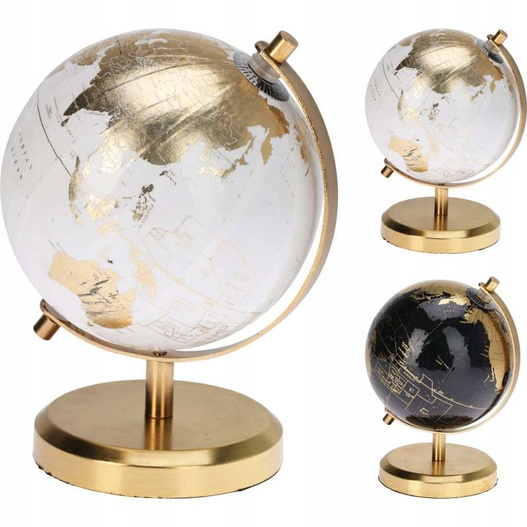 Globus na złotej podstawce biały/czarny 13cm 2wzory 1 sztuka