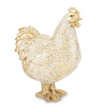 Figurka Kura stojąca biało-złota 24cm