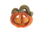 Dynia pomarańczowa z dużym liściem 27 cm Halloween