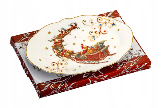Półmisek ceramiczny Mikołaj w saniach 30,5x20cm