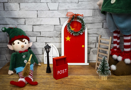 Zestaw dla Elfów 4 wzory drzwi/choinka/worek/drabina blister