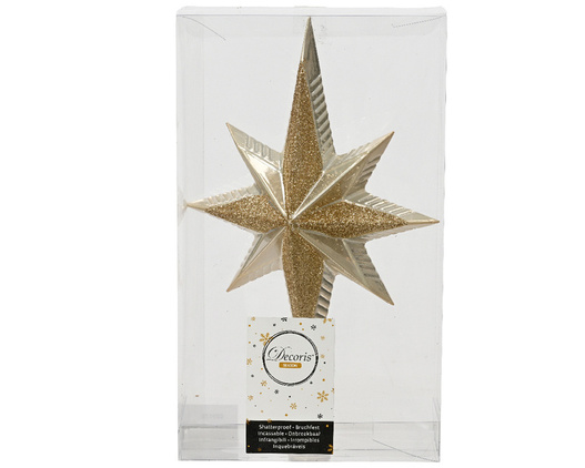 Czub gwiazda na choinkę 25cm jasny złoty