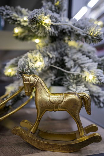 Koń na biegunach złoty 23x10cm