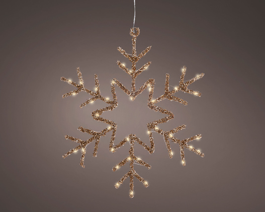 Płatek śniegu zew/wew LED złoty /ciepły biały 38 cm