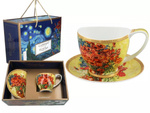Van Gogh Filiżanka ze spodkiem BIG Czerwone maki i stokrotki 350ml Carmani