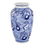 Wazon ceramiczny niebiesko-biały jabłka/gruszki 26,5 cm