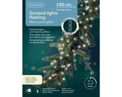 Lampki LED 240 ŻYŁKA Girlanda 3m zielony/ ciepły biały