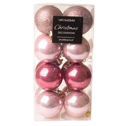 Bombki różowe połysk/brokat 12sztuk 6cm