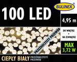 Lampki zewnętrzne/wewnętrzne 100 LED ciepły biały 4,95 m + 3 m przezroczysty przewód z zasilaczem