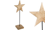 Gwiazda drewniana jasno-brązowa płaska na podstawce 44cm