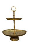 Patera metalowa 2-poziomy złota karbowana 29x35cm