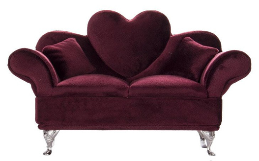 Szkatułka na biżuterię kanapa bordo serce 25cm
