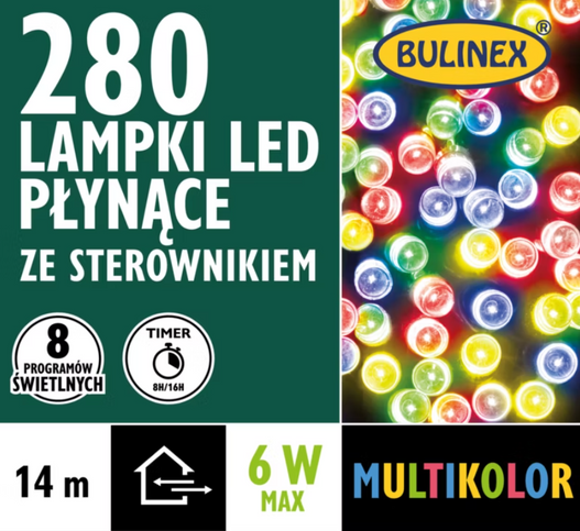 Lampki 280LED multikolor 14 m
