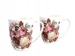 Kubki 2sztuki różowo-białe peonie w pudełku 400ml