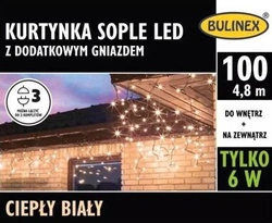 Kurtyna sople 100LED 4,8m biały ciepły zewnętrzne