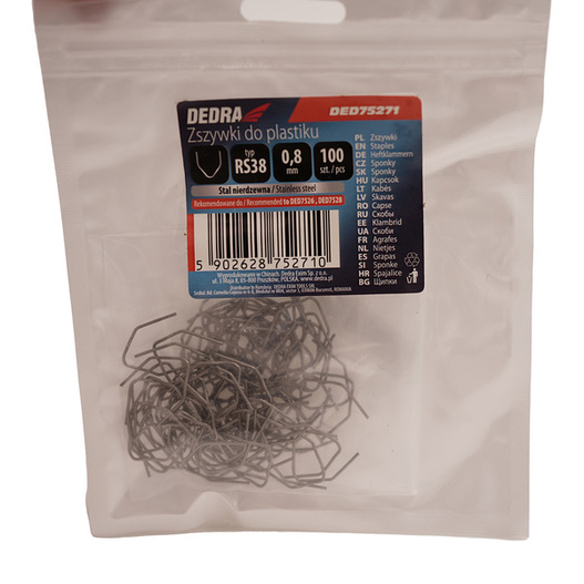 Zszywki do plastiku V RS38 100sztuk Dedra