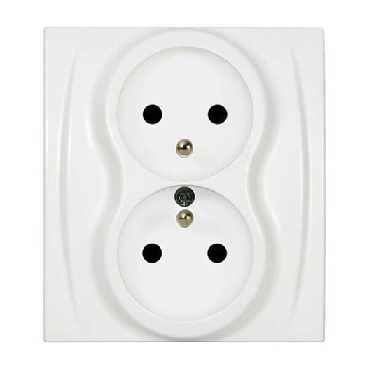 Gniazdo podwójne z uziemieniem Białe Logo Karlik