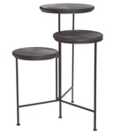 Kwietnik metalowy czarny 3-poziomowy blat ciemny brąz 67 cm