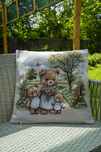Poszewka na poduszkę 40x40cm EDEN Misie rodzina Chenille