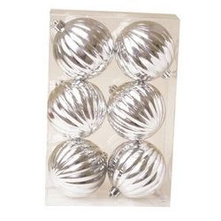 Bombki srebrne plisowane 6sztuk 8cm 