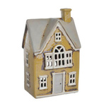 Domek holenderski T-light ceramika oliwkowy z białym balkonem