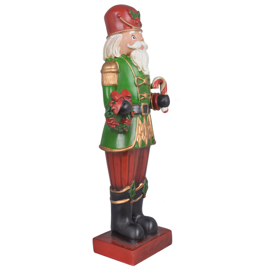 Figurka Dziadek do orzechów z wieńcem zielony 47cm