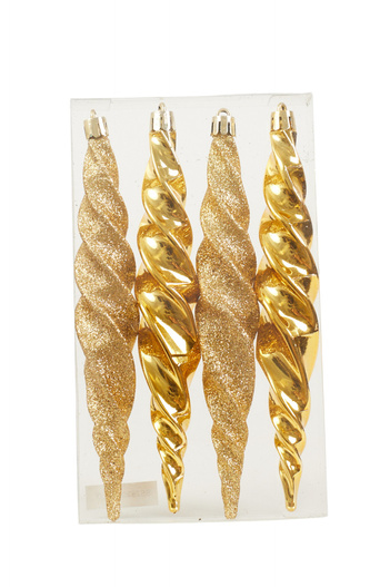 Bombki sople kręcone złote 4 sztuki 17cm