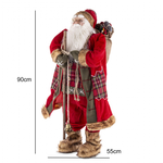 Mikołaj czerwony sztruks z workiem, laską i dzwoneczkiem 90 cm