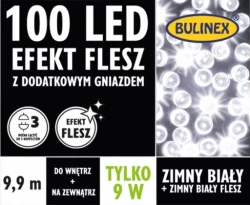 Lampki zew/wew 100 LED 9,9m Flesz zimny / biały zimny