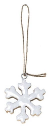 Zawieszka śnieżynka drewniana biało-brązowa 6cm