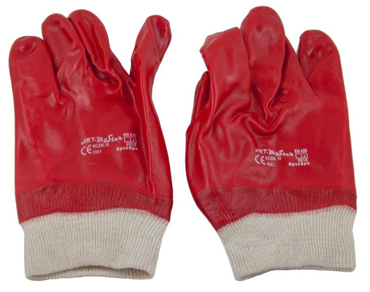Rękawice robocze czerwone PCV
