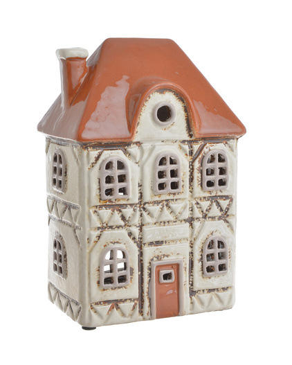 Domek Holenderski T-light kremowy, brązowy dach 1 piętro