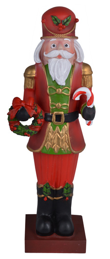 Figurka Dziadek do orzechów z wieńcem czerwony 47cm