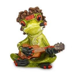 Figurka Żaba siedząca z gitarą i fajką 9,5cm