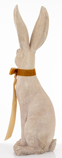 Królik beton szary z rudą kokardą 81cm