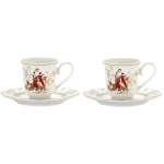 Filiżanki espresso ze spodkiem Mikołaj na saniach 90 ml 2 sztuki