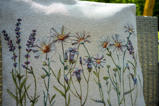 Poszewka na poduszkę EDEN Lawenda i Stokrotki 40x40cm Chenille