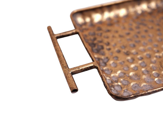Taca metalowa złota płaska z rączkami 51x16cm