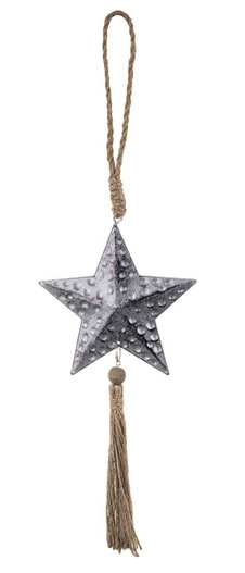 Zawieszka gwiazda srebrna metalowe 22x11x1cm