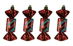 Bombki cukierki 4sztuki bordowo- seledynowe paski 4 cm
