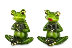 Figurka Żaba siedząca ON/ONA serce z rąk 8,5cm 2 wzory 1 sztuka