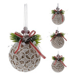 Zawieszka koronkowa bombka gałązka świerku 8cm